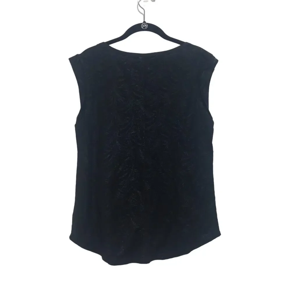 White House Black Market, Women's, Black, Tonal Print, Short Sleeve, Top, Size S - Picture 4 of 4